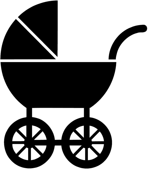 Baby carriage silhouette vinyl sticker. Customize on line.       Children 020-0210  